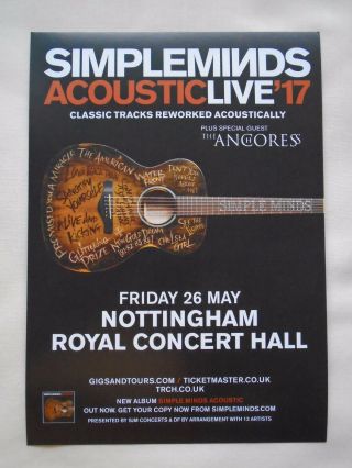 Simple Minds Live In Concert " Acoustic Live " 2017 Uk Tour Promotional Flyer