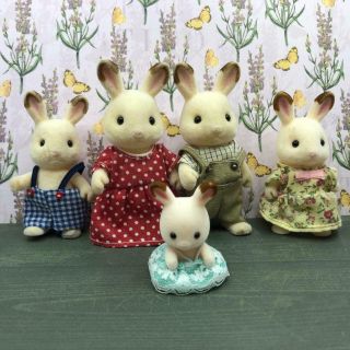 Sylvanian Families Chocolate Rabbit Family Baby Mum Dad Children Figures Set