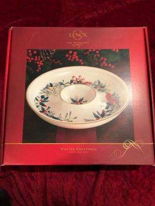 Lenox Winter Greetings Chip And Dip Serving Dish,  China,  Made In Indonesia