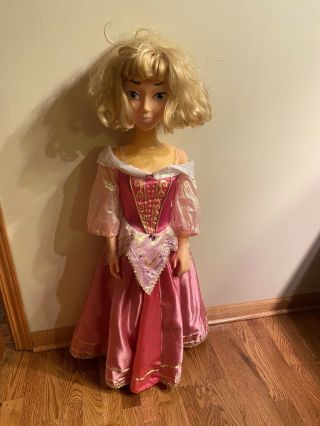 Disney Princess Aurora Doll 38” Tall Talking W/ Belly Button