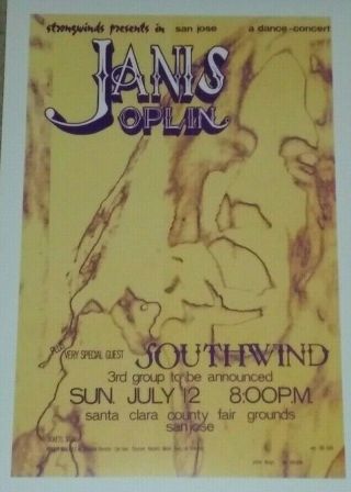 Janis Joplin Concert Poster - 11 X 17 - Big Brother & The Holding Company