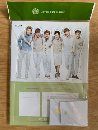 Exo - M Exo Nature Republic Official Group Stand Standee And Sticky Note Uk Seller