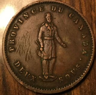 1852 Lower Canada Quebec Bank Token One Penny - In Great Details