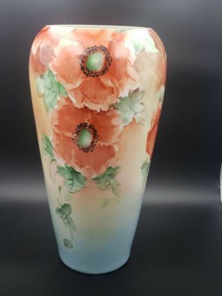 Antique J.  P.  L.  Jean Pouyat Limoges France Signed Vase With Florals Ca1890 - 1910