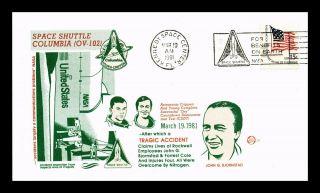 Space Shuttle Columbia Ov - 102 Tragic Accident Us Cover Space Voyage Cachet