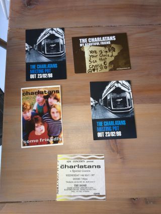 ✨the Charlatans Postcards Flyers Advertising Postcards.  Ticket Stub✨