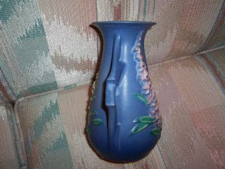 Vintage Roseville Art Pottery Blue Foxglove Flower Vase 2