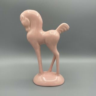 Vintage Mid Century Usa California Pottery Pink Ceramic Horse Figure Roselane