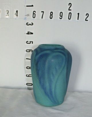 Van Briggle Pottery Leaf Vase,  Shape 859,  Ming Blue