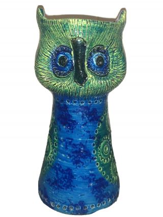 Aldo Londi For Bitossi Italy Rimini Blue Rosenthal Netter Ceramic Owl Vase