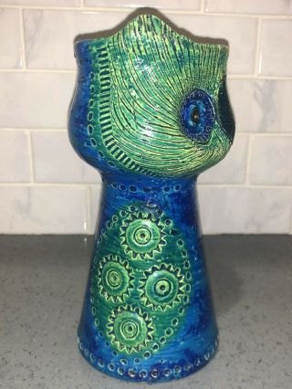 Aldo Londi for Bitossi Italy Rimini Blue Rosenthal Netter Ceramic Owl Vase 2