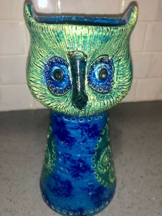 Aldo Londi for Bitossi Italy Rimini Blue Rosenthal Netter Ceramic Owl Vase 3