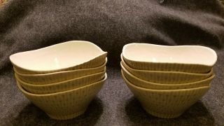 (8) Vintage Red Wing Capistrano Soup/rice Bowls Green Basket Weave Usa