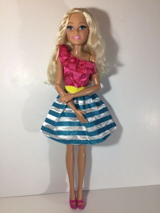 Barbie Best Fashion Friend Doll Blonde Hair Dress 28 " Tall Eyelashes My Size