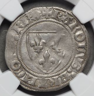 France.  Charles Vi,  1380 - 1422,  Silver Blanc,  Tournai,  Ngc Vf30
