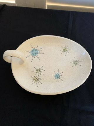 Mid Century Atomic Franciscan Starburst Open Jam Dish Tray With Ring Handle