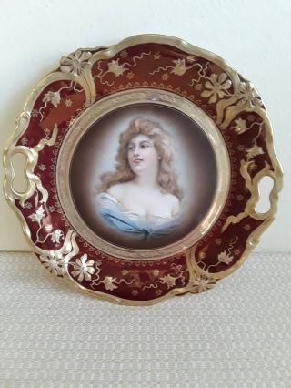 Antique Zs&c Bavaria Royal Vienna Marked Hand Painted Portrait Plate
