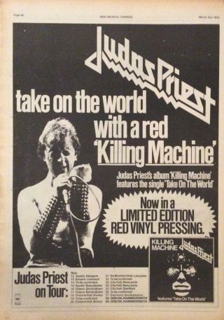 Judas Priest - Press Poster Advert - Killing Machine - 3/03/1979