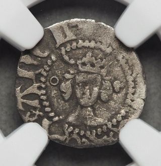 England.  Henry V.  1413 - 1422.  Silver Halfpenny,  S - 1796,  Ngc Vf20