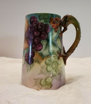 Willets American Belleek Mug,  Grape / Dragon Handle Hand Painted
