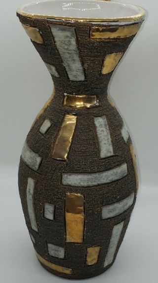 Mcm Signed 7874 Italy Fratelli Fanciullacci Mosaic Italian Art Pottery Vase.