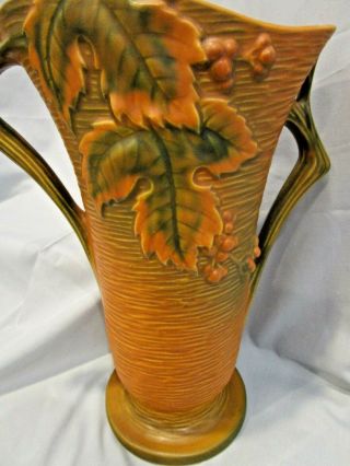 Tall Double Handled Roseville Pottery Bushberry Vase 38 - 12 Strong Mold 2
