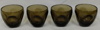 L1 Russel Wright Pinch Imperial Brown Mid Century Art Glass 3 1/8 Tumblers Set 4