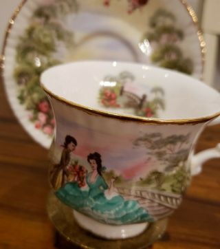 RARE PARAGON CHINA Cup And Saucer Hand Painted Couple 2