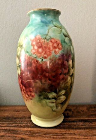 Antique Lenox Belleek/american Ceramic Art Company Cac Wild Berry Porcelain Vase