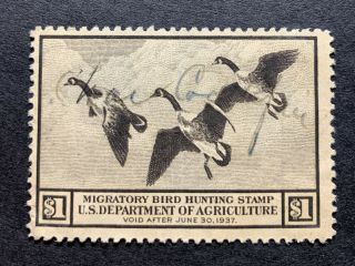 Wtdstamps - Rw3 1936 - Us Federal Duck Stamp - Signed