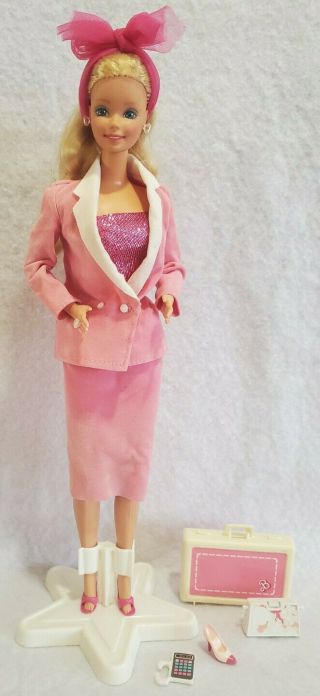 Vtg 1984 Day To Night Barbie W/ Outfit Case Purse Calculator Shoes