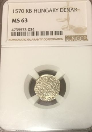 1570 Kb Hungary Silver Denar Ngc Ms63 Population 14/2 Exceptional