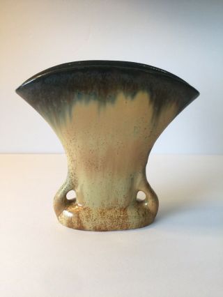 Rare Fulper Art Pottery Fan Vase Cat Eye Flambé Glaze