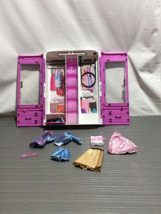 Barbie Pink Wardrobe Closet W/ Handle Carrying Case - 2015 Mattel
