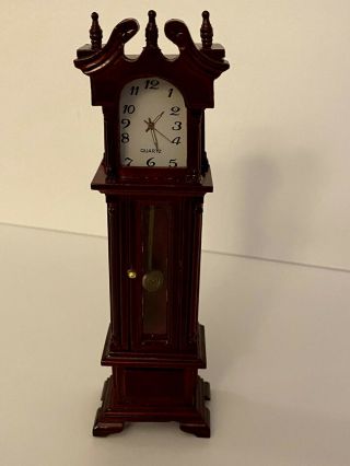 Dollhouse Miniature Victorian Cherry Wood Grandfather Clock 1:12 Scale