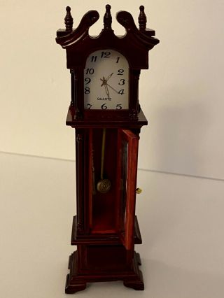 Dollhouse Miniature Victorian Cherry Wood Grandfather Clock 1:12 Scale 2