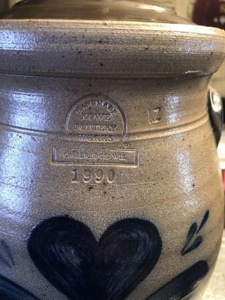 Rowe Pottery Table Lamp Heart 1990 Salt Glazed Ceramic 2