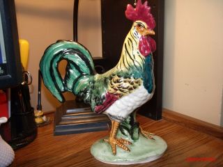 Vintage Pennsbury Pottery Rooster Multi - Color Gorgeous Farmhouse Chic