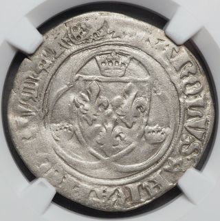 France.  Charles Vii,  1422 - 1461,  Silver Blanc,  Ngc Vf