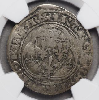 France.  Charles Vii,  1422 - 1461,  Silver Blanc,  Ngc Vf25