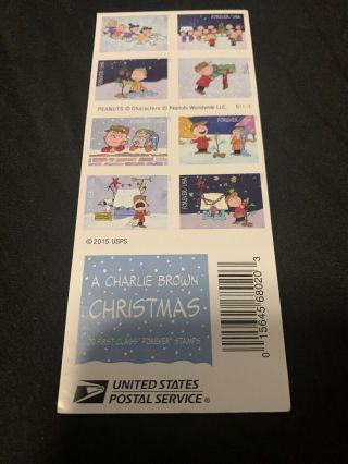 2015 5021 - 5030 A Charlie Brown Christmas 20 Forever Stamps Holiday Peanuts 2