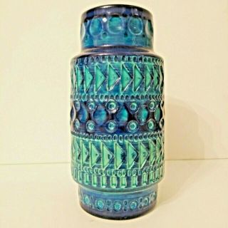 Vintage 60s 70s Bay Keramik Blue & Turqouise Vase West Germany Modern Fat Lava