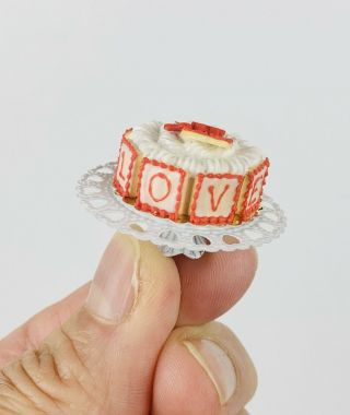 Artisan Dollhouse Miniature Valentine’s Day Cake 1/12 Scale