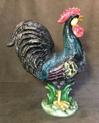 Vietri Large Ceramic Rooster Made In Italy Multi Color Hand Painted