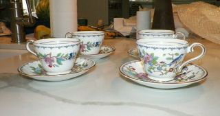 Aynsley Pembroke Fine English Bone China Set Of Four (4) Cups & Saucers