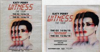 Katy Perry 2018 London O2 Small Newspaper Adverts X 2 - Witness Tour