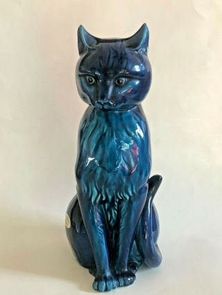 Vtg Inarco Mood Indigo Blue Cat Large 12 " Ceramic Figurine Statue Rare Retro