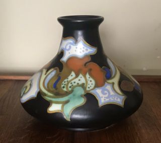 Vtg Koninklyk Goedewaagen Holland Gouda Art Deco Pottery Vase Urn,  Multi - Colored
