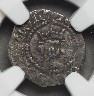 England.  Henry V.  1413 - 1422.  Silver Halfpenny,  S - 1797,  Ngc Vf25