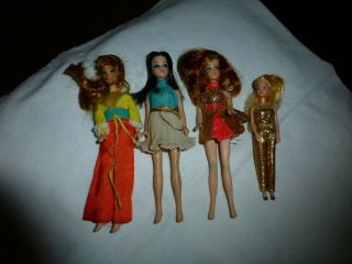 3 " Dawn " Dolls With Clothing,  6 " Tall,  And A 4 - 1/2 " Doll In Gold Lame - V